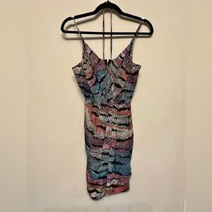 Yumi Kim Rainbow Colors Strap Slip Dress With Matching Tie Belt XS